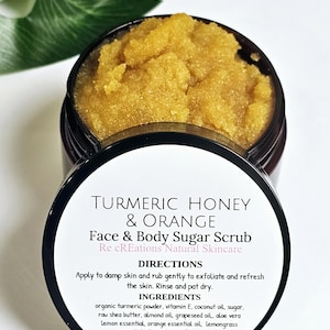 Exfoliante de cúrcuma, miel y naranja con azúcar / Exfoliante natural para cuerpo y rostro