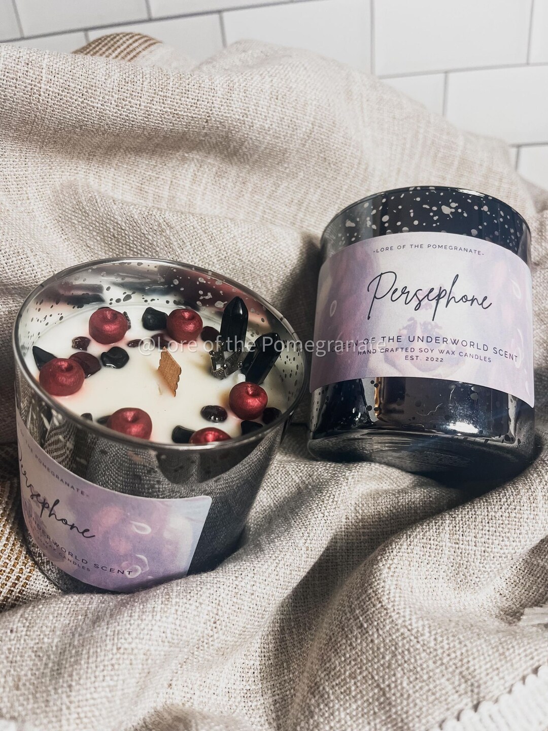 Persephone Pomegrante Scent 10oz Matte Black Candle Etsy