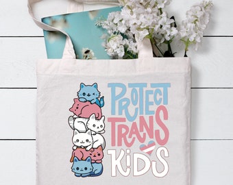 Protect Trans Kids | White Canvas Tote