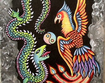 drago e fenice dipinto originale