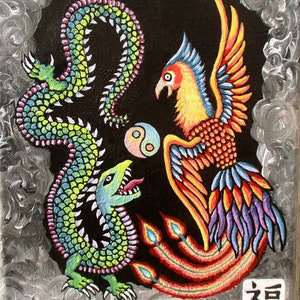 dragon and phoenix original painting