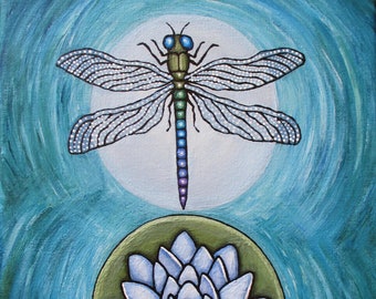 peinture originale libellule