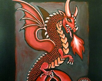 pittura originale del drago di guarigione del chakra della radice