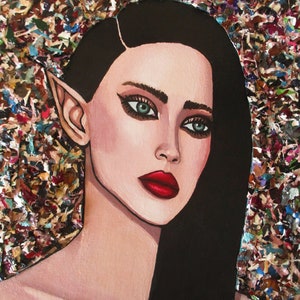 Pintura original de niña elfa