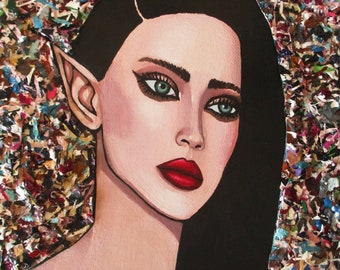 dipinto originale ragazza elfo