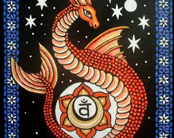 Dipinto originale del drago guaritore del chakra sacrale