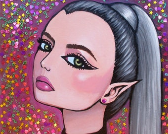 dipinto originale elfo glitterato