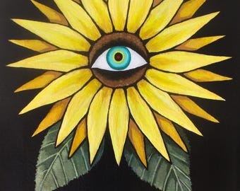 dipinto originale girasole sognante