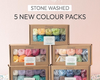 Scheepjes Stone Washed Colour Pack 10x25g -  Intentions, Chakras, Manifest, Grounding, Aura - Scheepjes Stone Washed Color Set