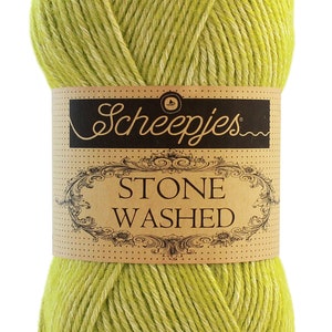 May include: A ball of Scheepjes Stone Washed yarn in a light green color.