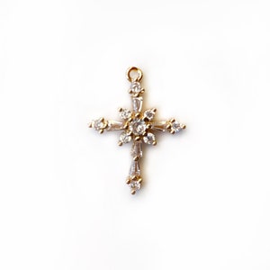 Colgante cruz Zircon champagne gold tone - 1 ud.