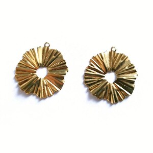 Brass wavy charms (textured) or pendant - 2 pcs