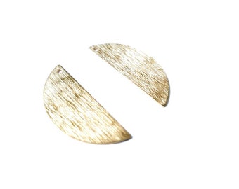 Textured Brass Semi Circle Charms: Earring Connectors (2 pcs)