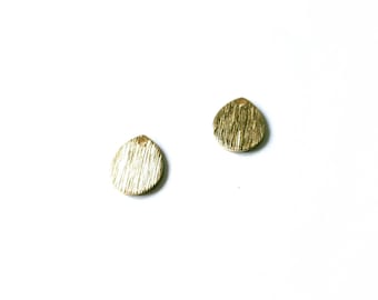 Raw brass charms - Small textured tear drop charms - 2 pcs