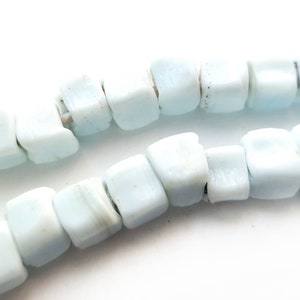 White Square Glass Beads: Artisan Lampwork, 8mm (5 pcs)