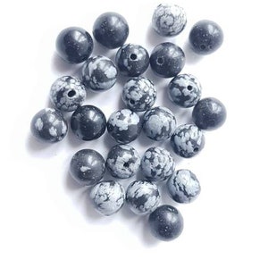 Natuurlijke ronde sneeuwvlok obdidian kralen 8mm - 23 kralen
