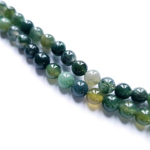Natural Moss Agate Beads: Round 6mm Strand