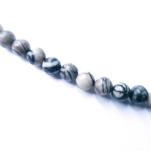 Perles rondes en jaspe en résille - Perles 6 mm - 1 rang