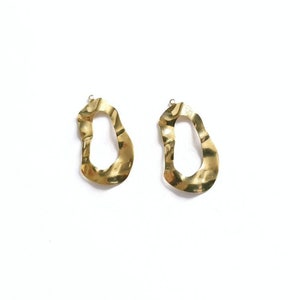Brass wavy charms (textured) or pendant - 2 pcs