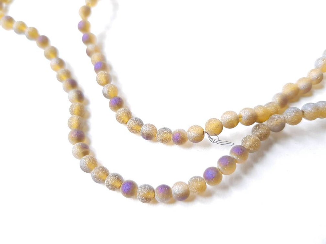 Glass Beads Frosted Tan Brown Glass Beads With Silver and Etsy