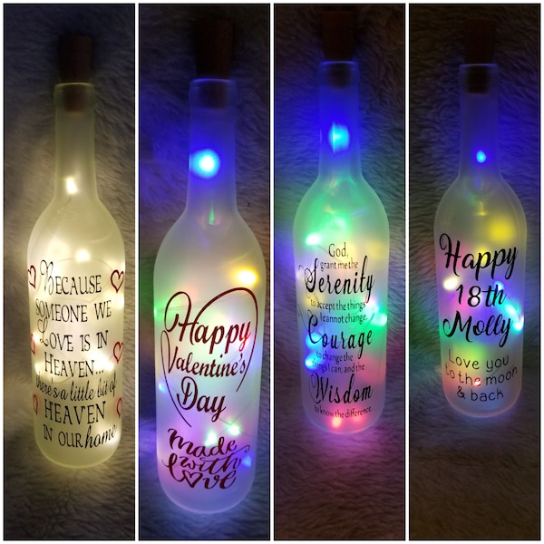 Lighted Wine Bottle Etsy