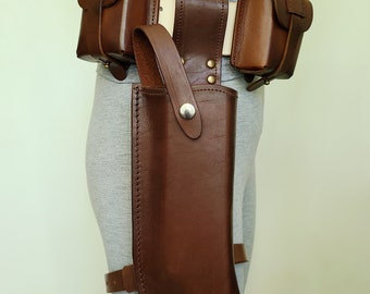 Leather holster and pouches for Westar 35 - cosplay mando costume