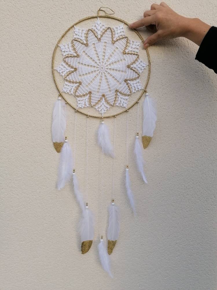 Attrape Rêve Blanc et Or