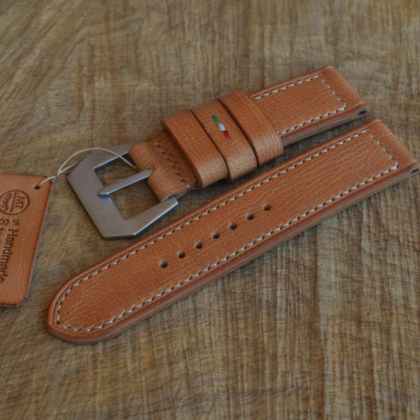 24 mm Handmade Strap Natural Cowhide Pam Handmade Leather Watch Strap