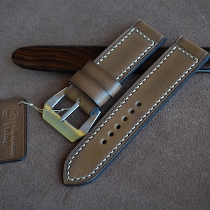 MTstraps Italy Artisan strap 24 mm 100% Handmade Italy Vintage Leather Watch Strap Pam