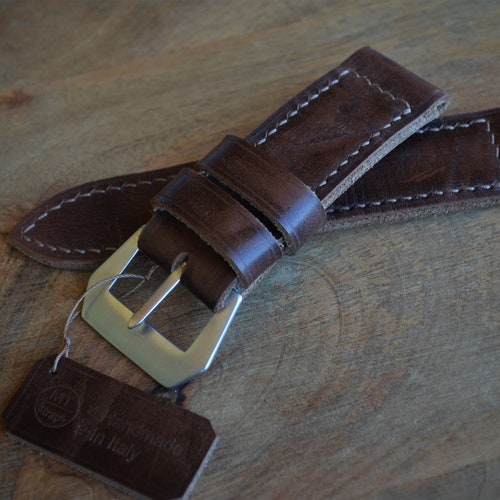 26 mm Handmade Leather Strap sale Vintage Leather Pam Italy Handmade Strap Band