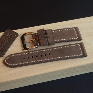 22 / 24 / 26 / 27 mm Specialtillverkad Bespoke Brun Pam Läder PULL-UP Vintage Läderrem 100% Handgjord