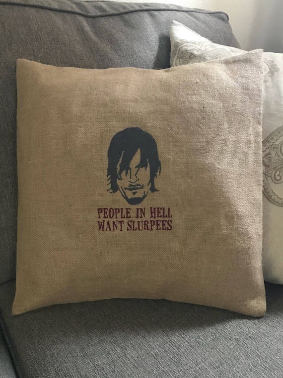 Walking Dead Daryl Dixon Burlap Throw Pillow Cover Etsy