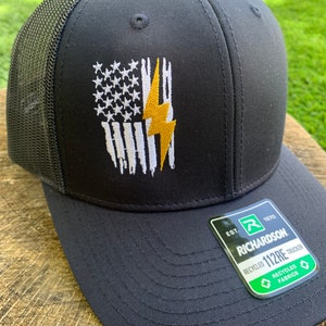American Flag and electrical bolt