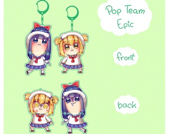 Pop Team Epic Etsy - pop team epic keychains