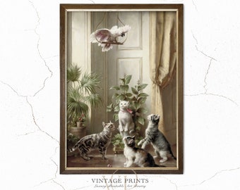 Antique Animal Print | Kittens Wall Art | Victorian Cat Art | Art Print | Early 1900S | Vintage Farmhouse Art | #59