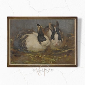 Vintage Rabbit Nursery Print | Rustic Country Painting | Antique Farmhouse Art PRINTABLE | #12