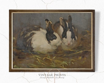 Vintage Rabbit Nursery Print | Rustic Country Painting | Antique Farmhouse Art PRINTABLE | #12