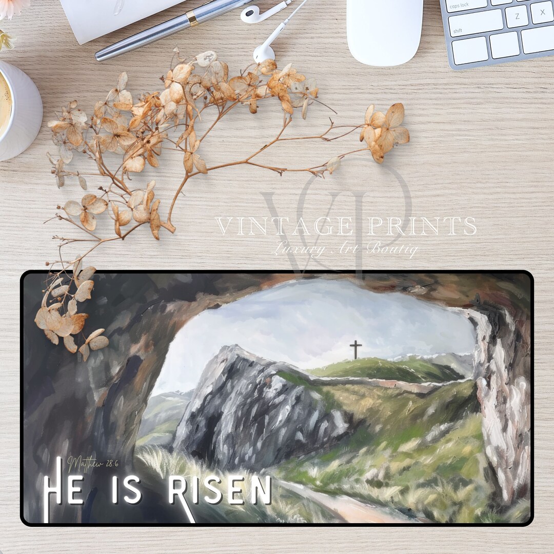 DESK MAT - #548 - Easter 'he is Risen' Desk Mat | Christian Office ...