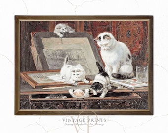 ヴィンテージ子猫の絵画：19世紀の猫の芸術（デジタルダウンロード