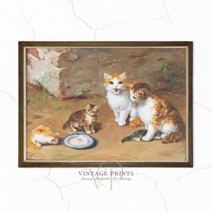Vintage Kittens Painting | Printable Wall Art | Digital Download | Antique Cat Painting | Vintage Art Oil Painting | #34