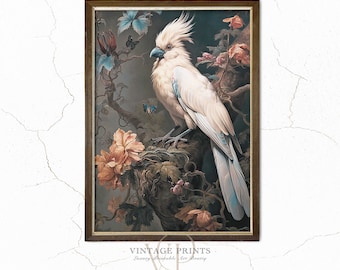 Estampado rústico retro de pájaros / Ilustración nostálgica de pájaros / Decoración de pared digital descargable / Arte imprimible instantáneo / #207