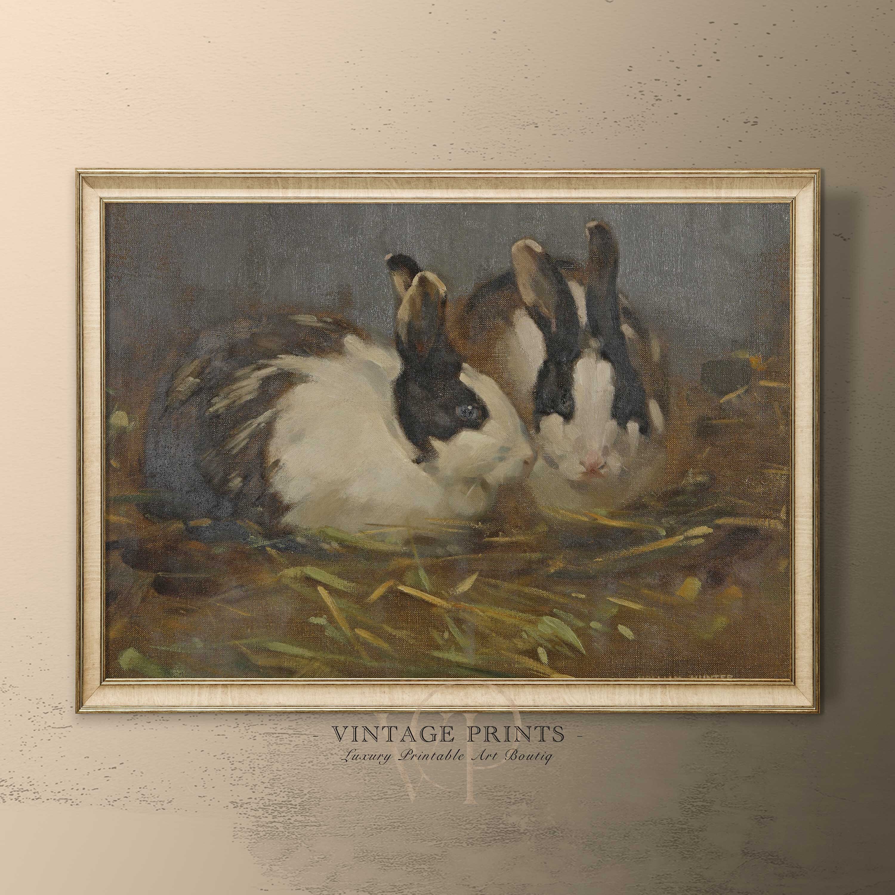 Vintage Rabbit Nursery Print | Rustic Country Painting | Antique ...