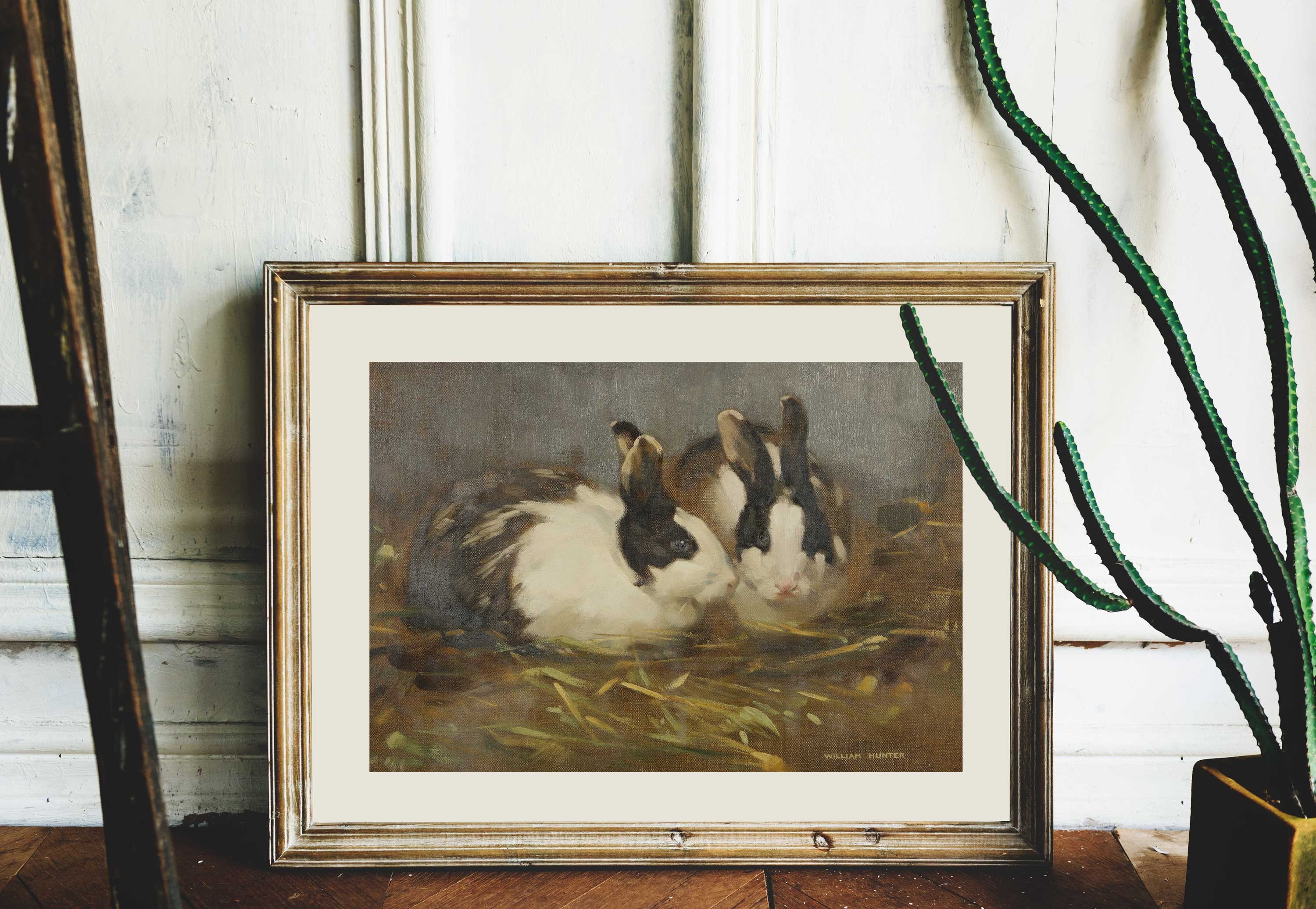 Vintage Rabbit Nursery Print | Rustic Country Painting | Antique ...