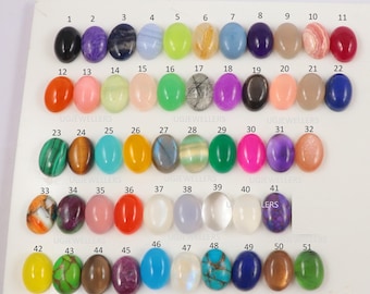1 pcs Mélange de pierres semi-précieuses 6 x 4 mm à 20 x 15 mm Forme ovale Cabochon lisse Fabrication de bijoux en pierres précieuses naturelles à fond plat