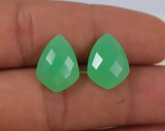 Chryso Onyx Briolette Pair: 16X12 mm Shield Cut Gemstones