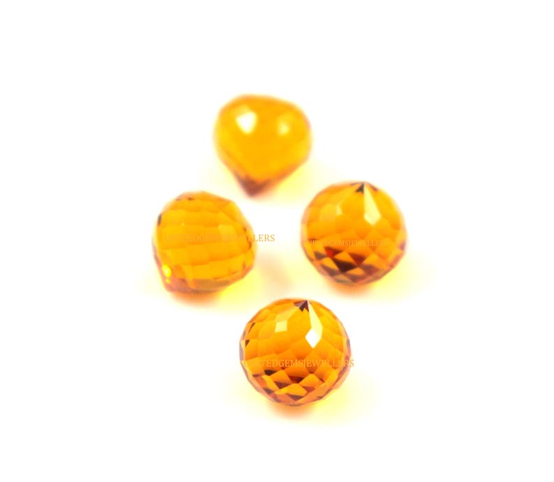 Fasettslipad citrinkvartsdroppar: Lökformad lös ädelsten (8 mm eller 10 mm) bild 6