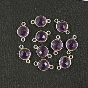 Amethyst Sterling Silver Double Bail Connector: Round, Cushion, Oval, Pear