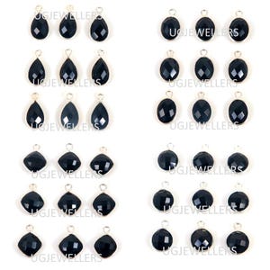 1 Pair Black Onyx Connectors Sterling Silver 6 mm To 25X18 mm Connectors Single & Double Bail Connector Hand Made Jewelry Gemstone Onyx