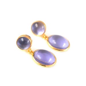 Sterling Silver Dangle Earrings: Cabochon Semiprecious Gemstone Jewelry