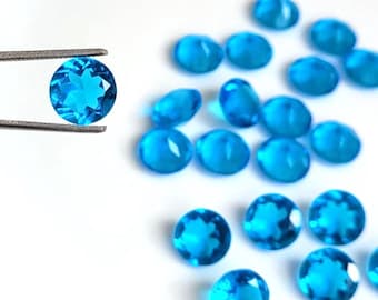 Schweizer Blautopasquarz: 2-20 mm Runder Edelstein